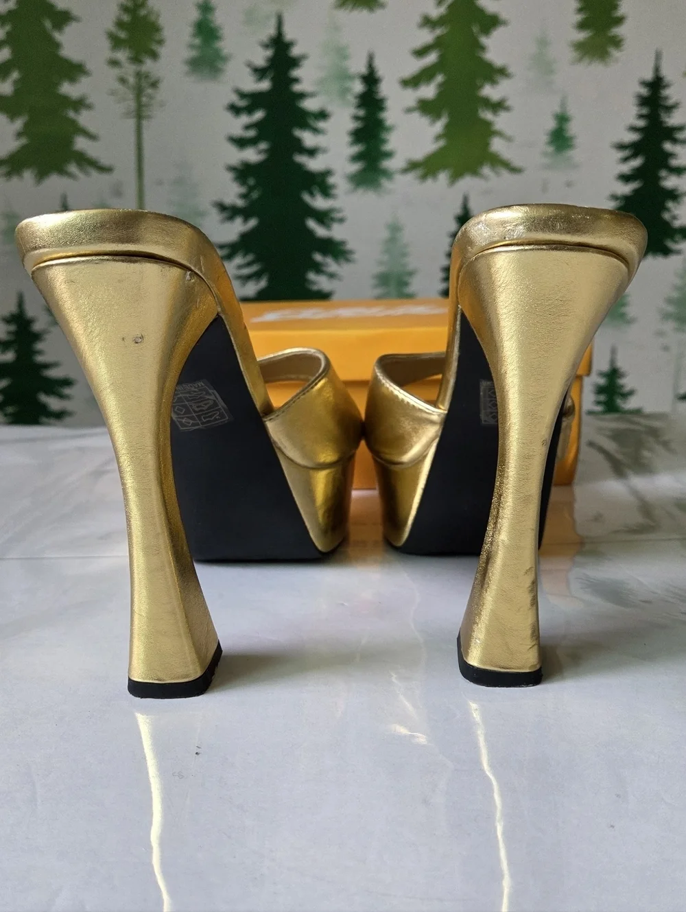 Public Desire Metallic Gold Platform Mules